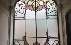 Stained glass door art nouveau liberty Turin