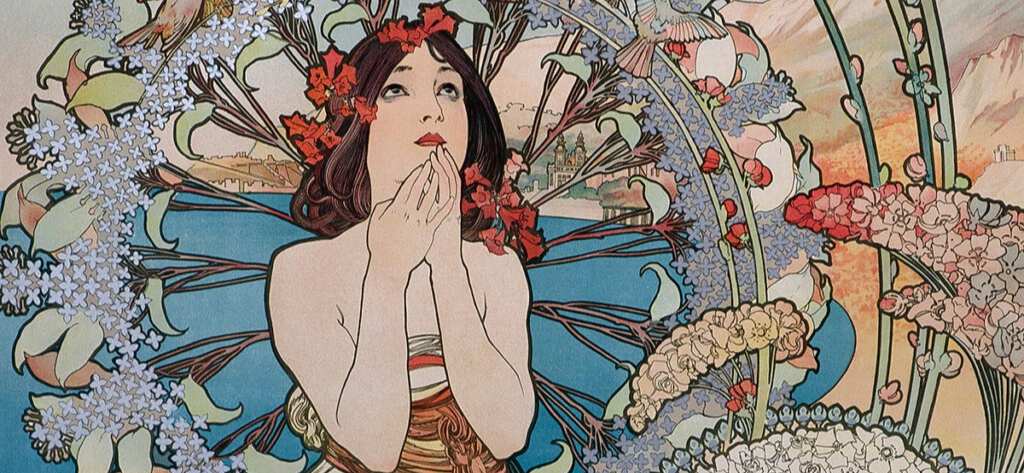 Alphonse Mucha drawing of a poster in the Dayton exhibition.