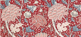 William Morris - Glasgow style pattern design - red flowers.