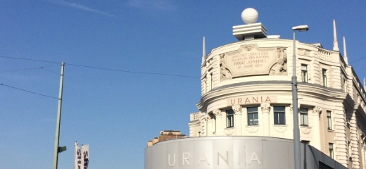 Urania building in Vienna, Austria. Next to the river.