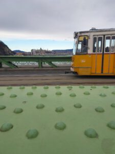 Gellért Bath and tram in Budapest