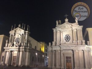 night view from Torino in Italy_two churches Piedmont