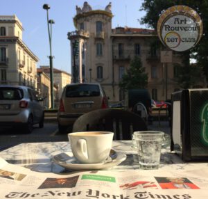 reading The New York Times in Turin while having a coffee