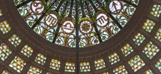 Chicago ceiling in art nouveau and stained glass.