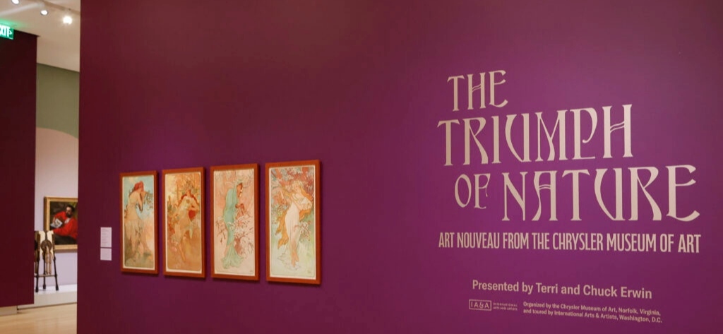 Entrance of the exhibit room. The Triumph of Nature exhibition at the Arkansas Museum of Fine Arts, 2025.