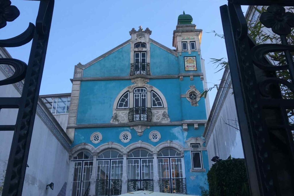 Museum of Art Nouveau in Aveiro, blue building with a style