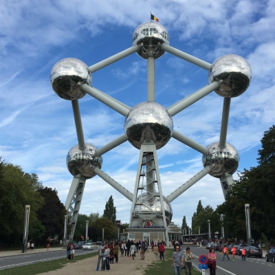 The Atomium stands 102 metres (335 ft) tall, making it one of the tallest structures in Belgium. It is located near Brussels.