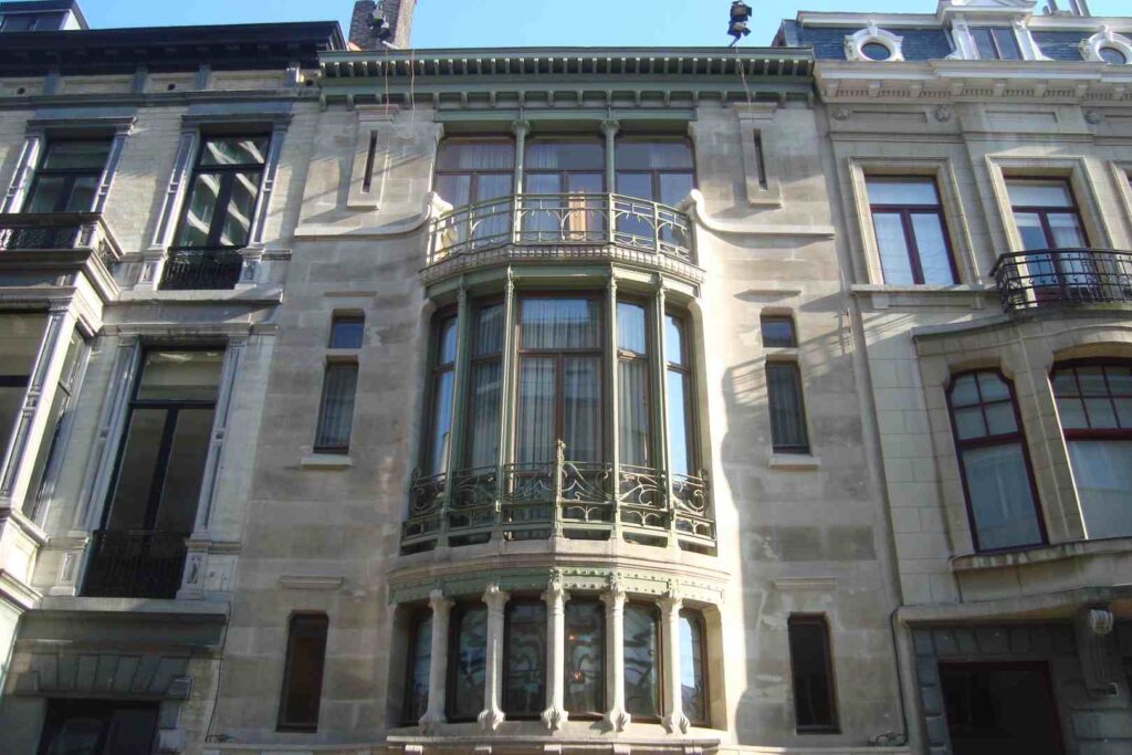 Victor Horta was the pioneering Art Nouveau figure and his Tassel House (1893) is considered to be the first complete work in that style. In Brussels.