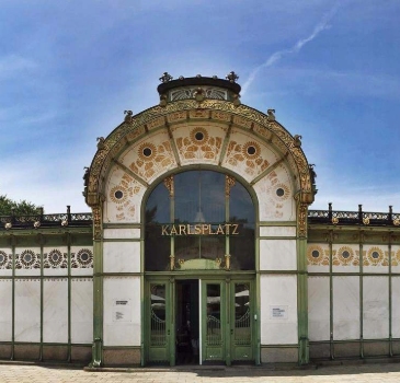 Otto Wagner's Stadtbahn Pavilions in Vienna, Austria.