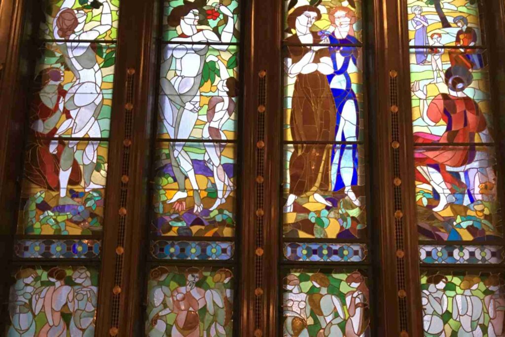 A sample of a stained glass artwork in France, Paris.