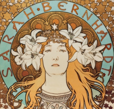 Sarah Bernhardt painting by Alphonse Mucha. He painted this poster for her.