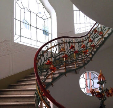 Staircase, Reök Palace, Szeged, Hungary.