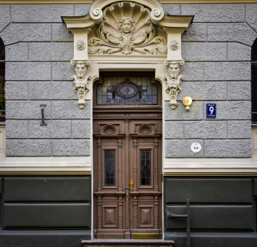 Random door in Riga. Art Nouveau Jugendstil style.